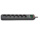 Brennenstuhl Eco-Line antracitová / Přepěťová ochrana / 6 zásuvek / 13 500 A / kabel 5 m / osvětlený vypínač (1159710515)