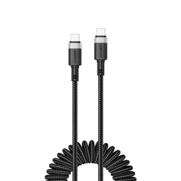 Acefast C14-03 černá / Kabel / USB-C - USB-C / pružinový / 480 Mbit/s / 1,2 m / 3 A