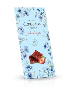 Mléčná čokoláda s jahodovým posypem Modré květy 175g