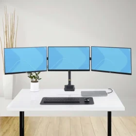 StarTech stolní držák pro 3 monitory černá / Stojan pro tři monitory / do 27" / nosnost 21 kg / pružinová ramena (3MP2AG-MONITOR-ARM)