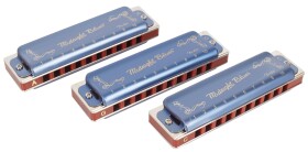 Fender Midnight Blues Harmonica Pack of 3 with Case