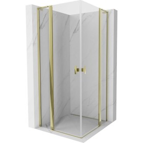 MEXEN/S - Mist L Duo sprchový kout dveře křídlové 90 x 90, transparent, zlato 8A4L-090-090-50-00