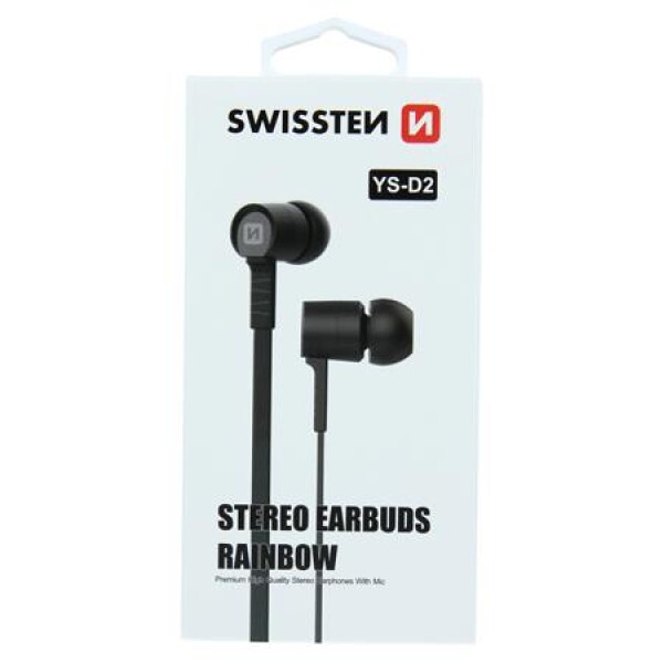 SWISSTEN Earbuds Rainbow YS-D2 černá / Sluchátka s mikrofonek / 3.5mm Jack / 1.2m (51106000)