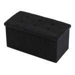 Taburet s úložným prostorem, černá manšestrová látka