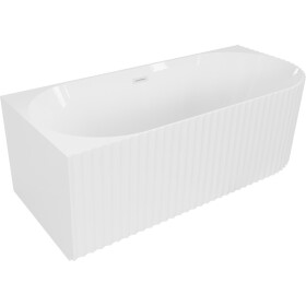 MEXEN/S - Gia volně stojící rohová vana reliéf levá 150 x 75, bílá lesk, sifon a přepad bílá 52701507500L-20
