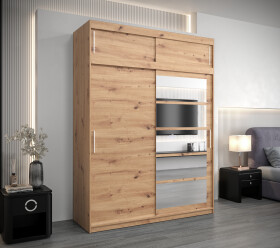 Šatní skříň Abi Ro1 s nástavcem Barva korpusu: Dub artisan, Rozměry: 150 cm, Dveře: Dub artisan