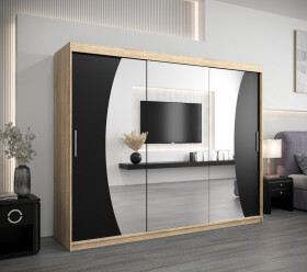 Šatní skříň Abi W0 Barva korpusu: Dub Sonoma, Rozměry: 250 cm, Dveře: Černá