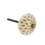 MADAM STOLTZ Kameninová úchytka Yellow / Antique Brass, hnědá barva, kov, keramika