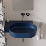 OMNIRES - OVO M+ umyvadlo na desku/závěsné - levé, 64 x 44 cm, midnight blue mat; OVO645UWLMB