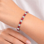 Náramek s červenými zirkony Robertina, Červená 19 cm