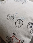 Fine Little Day Lněný povlak na polštář Bicycles 48 x 48 cm, béžová barva, textil