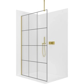 CERANO Sprchová zástěna Walk-in Onyx Top Round L/P - 8 mm - kulatá vzpěra - zlatá, industriální sklo - 160x200 cm