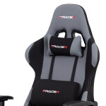 Herní křeslo E-racer, potah šedá-černá látka, houpací mechanismus, opěrák 90°-180