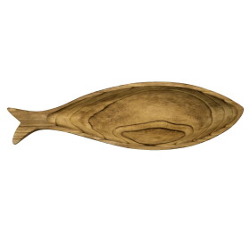 MADAM STOLTZ Dřevěný tác Fish Dark Natural 75 cm, přírodní barva, dřevo,