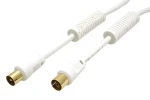 Value anténní kabel s ferity bílá / Anténní kabel / 80dB / 2x stíněný / IEC169-2 M-F / 5 m (67279)