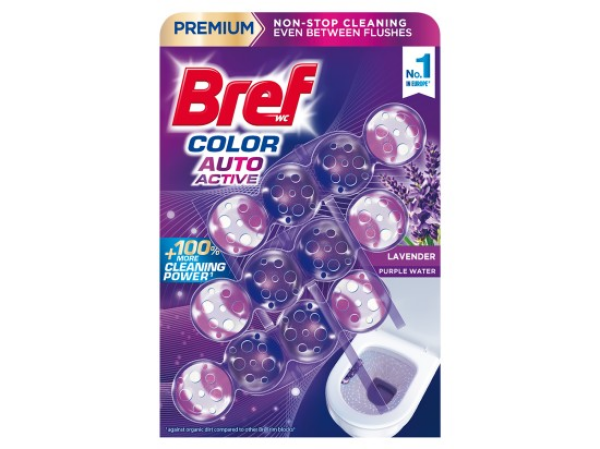 Bref Color Auto Active Lavender tuhý WC blok 3 x 50 g