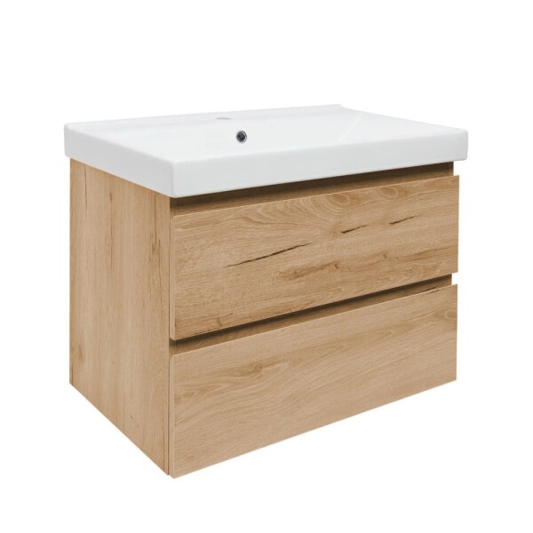 Koupelnová skříňka 2 zásuvková s umyvadlem SAT B-Way 79x50x45 cm dub mat BWAY280OAKU1BI BWAY280OAKU1BI