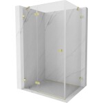 MEXEN/S - Lunar sprchový kout dveře křídlové levá 90 x 70, transparent, zlato kartáčovaná 834-090-070-55-00-L