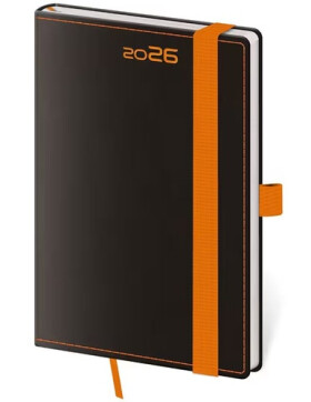 Diář 2026 týdenní kapesní Black Orange s poutkem