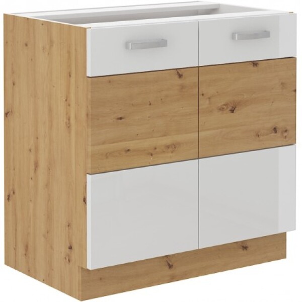 Spodní skříňka Artisan 80 D 2F BB Barva korpusu: Dub artisan, Barva dvířek: Bílý lesk