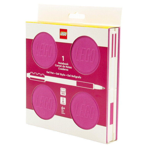 LEGO Zápisník s gelovým perem jako klipem a náhradní náplní - fialový