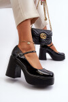 Dámské lakované polobotky na platformě a sloupku Big Star NN274004 černé 37