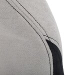 Herní křeslo, stříbrná látka, houpací mechanismus, polohování opěradla 90°-180°, 3D područky, polštáře z paměťové pěny,