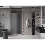 MEXEN/S - Velar L posuvné sprchové dveře 90, dekor, grafit kartáčovaná 871-090-003-31-66