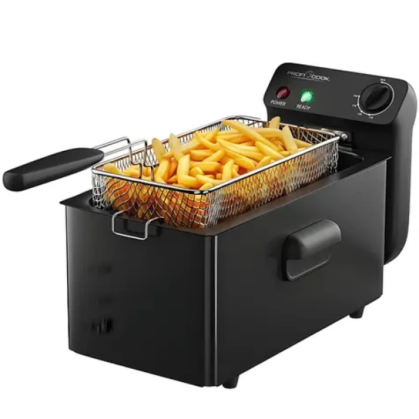 ProfiCook FR 1325 černá / Fritéza / studená zóna / 2000 W / 3 l / nerezová ocel / 130–190 °C