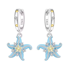 Stříbrné visací náušnice Mořská Hvězdice - stříbro 925/1000, Stříbrná