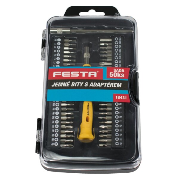 FESTA 18431 Šroubovák hodinářský s bity, sada 50 ks