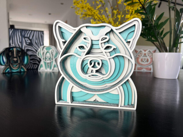 Mandala Shiba-Inu dekorace na stůl Barva: Tyrkysová, Rozměr (cm): 17 x 17, Druh: Kartonová