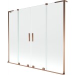 MEXEN/S - Velar L Duo dvoukřídlá posuvná vanová zástěna 200 x 150, transparent, růžové zlato 896-200-003-02-60