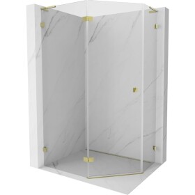 MEXEN/S - Lunar L sprchový kout pětiboký křídlový levá 80 x 90, transparent, zlato 831L-080L-090P-50-00-L