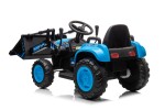 Mamido Dětský elektrický traktor s radlicí a přívěsem modrý