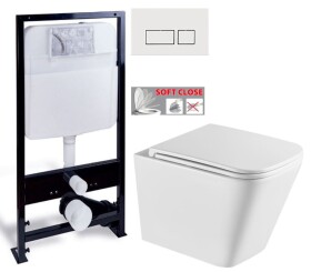 PRIM - předstěnový instalační systém s bílým tlačítkem 20/0042+ WC INVENA FLORINA WITH SOFT, včetně soft/close sedátka PRIM_20/0026 42 FL1