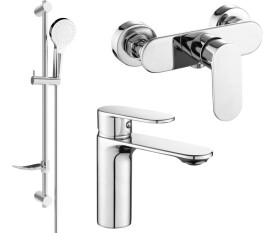 MEXEN - Milo DF05 SET umyvadlová baterie + sprchová s příslušenstvím, chrom 71304DF05-00