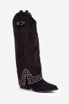 Kozačky S Otočeným Svrškem Na Podpatku Černé Iveliri 38