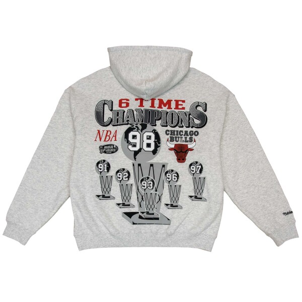 Mitchell & Ness Pánská mikina Chicago Bulls NBA 6 Time Champs Hoodie Silver Marle Velikost: S
