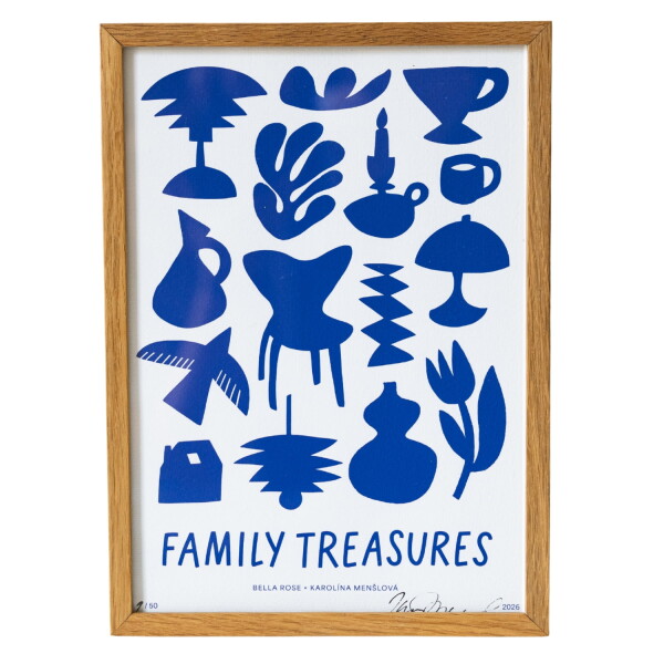 Bella Rose Signovaný umělecký tisk Family Treasures Blue 50 × 70 cm, modrá barva, papír