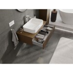MEXEN/S - Rivel koupelnová skříňka pod umyvadlo 90 cm s deskou, 1 šuplík, reliéf , ořech 91A20-09023-1-BFC86