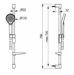 HANSA - Viva Set sprchové hlavice, tyče a hadice, 3 proudy, broušená ocel 4416021080