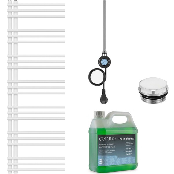 CERANO Koupelnový elektrický radiátorový set Burke - L/P - WIFI - 600W - bílá matná - 1500x500 mm
