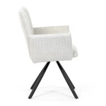 Židle jídelní, krémová látka, černý kov, otočný mechanismus 90°/90° (L/P) - funkce reset