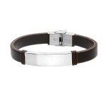Pánský náramek Julián z pravé kůže a chirurgické oceli, Hnědá 22 cm (možnost zkrácení)