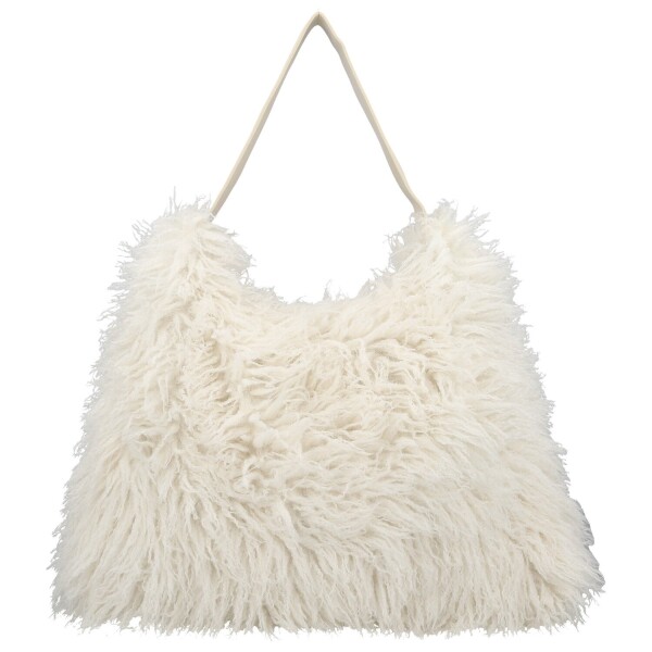 Stylová dámská plyšová kabelka do ruky Oresti, krémová