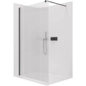 CERANO Sprchová zástěna Walk-in Onyx Round L/P - 8 mm - kulatá vzpěra - černá matná, rýhované sklo - 120x200 cm
