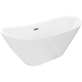 MEXEN/S - Lotos volně stojící vana 180 x 75, bílá, sifon a přepad grafit kartáčovaná 52051807700-66