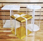 Cake star dortový box zlatý hranatý 33x33x40cm - bez stuhy