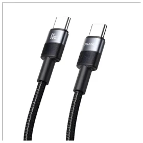USAMS SJ724 černá / Datový kabel / USB-C - USB-C / 60W / 1,2 m / Hliníková slitina (SJ724USB01)